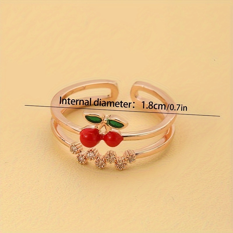 Double Layer Zirconia Cherry Ring